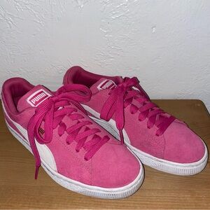 Puma Shoes Womens 7.5 Vikky Comfort Low Sneakers Hot Pink Suede